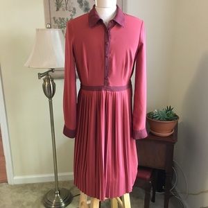 Pleated Orange Modcloth Midi Dress with Pockets